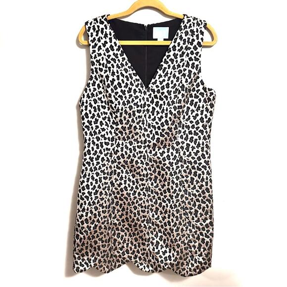CeCe by Cynthia Steffe Leopard Print V-Neck Mini Dress Gold Black Women 12 New - Picture 2 of 7